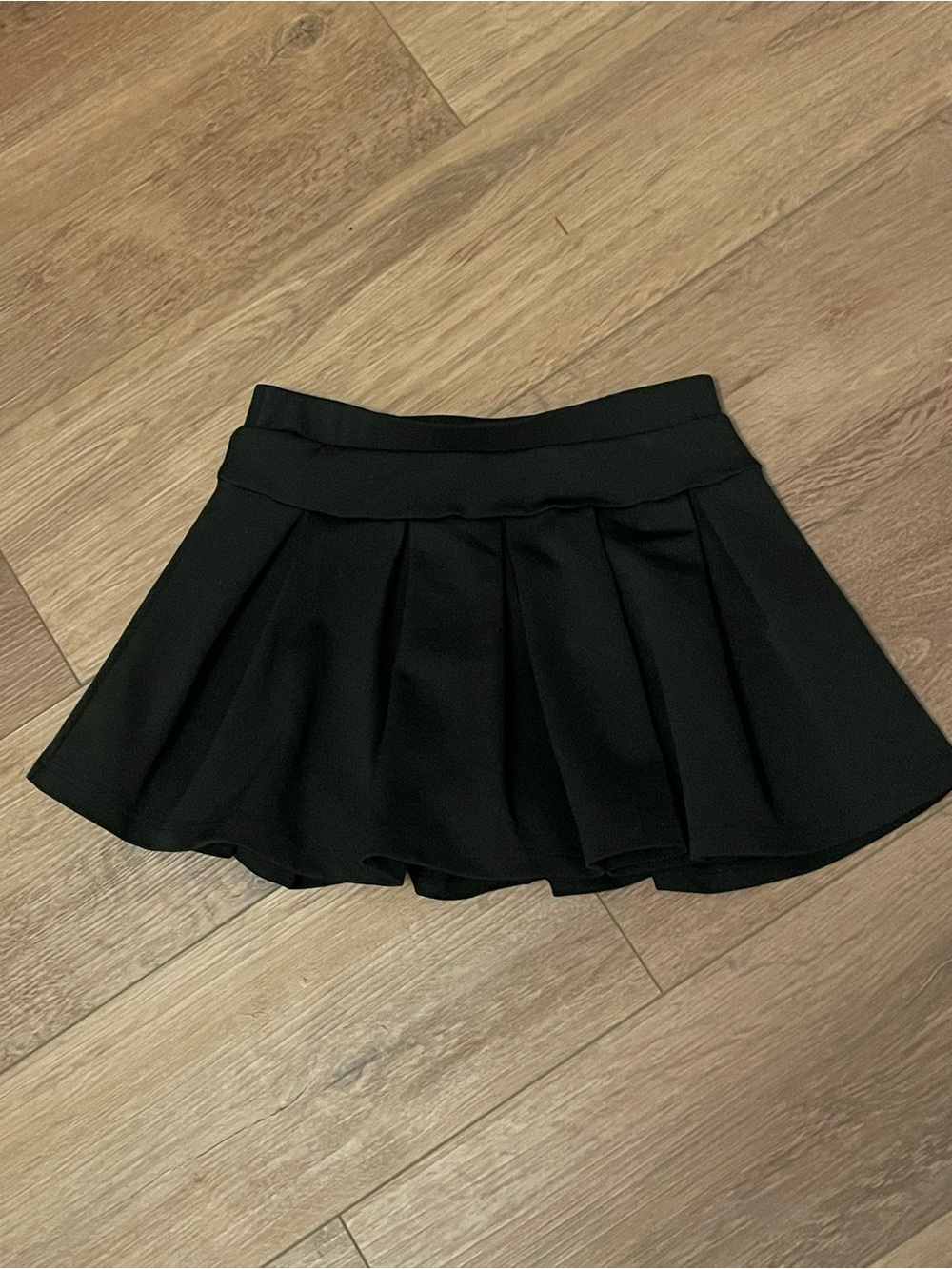 Black Flared Skater Style Mini Skirt with Built In Shorts